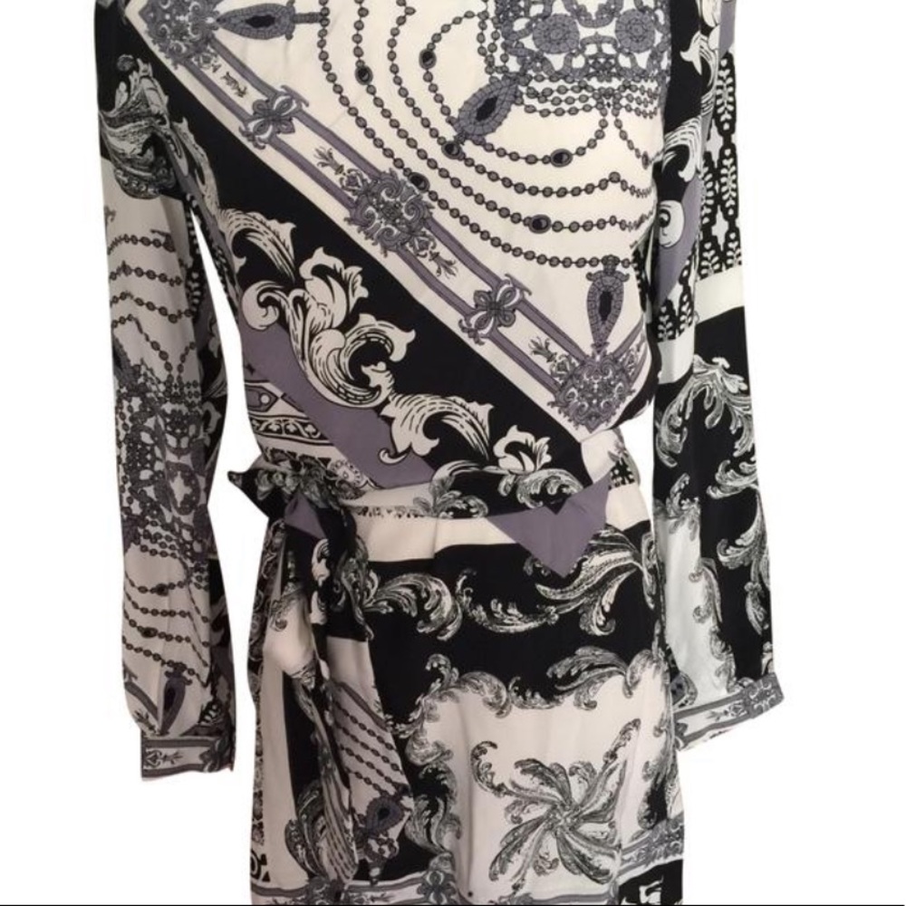 Black White and Gray W Silk Shift w/ Belt Xsmall